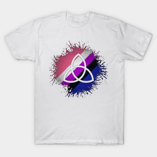 Paint Splatter Gender Fluid Pride Flag Triquetra Symbol T-Shirt